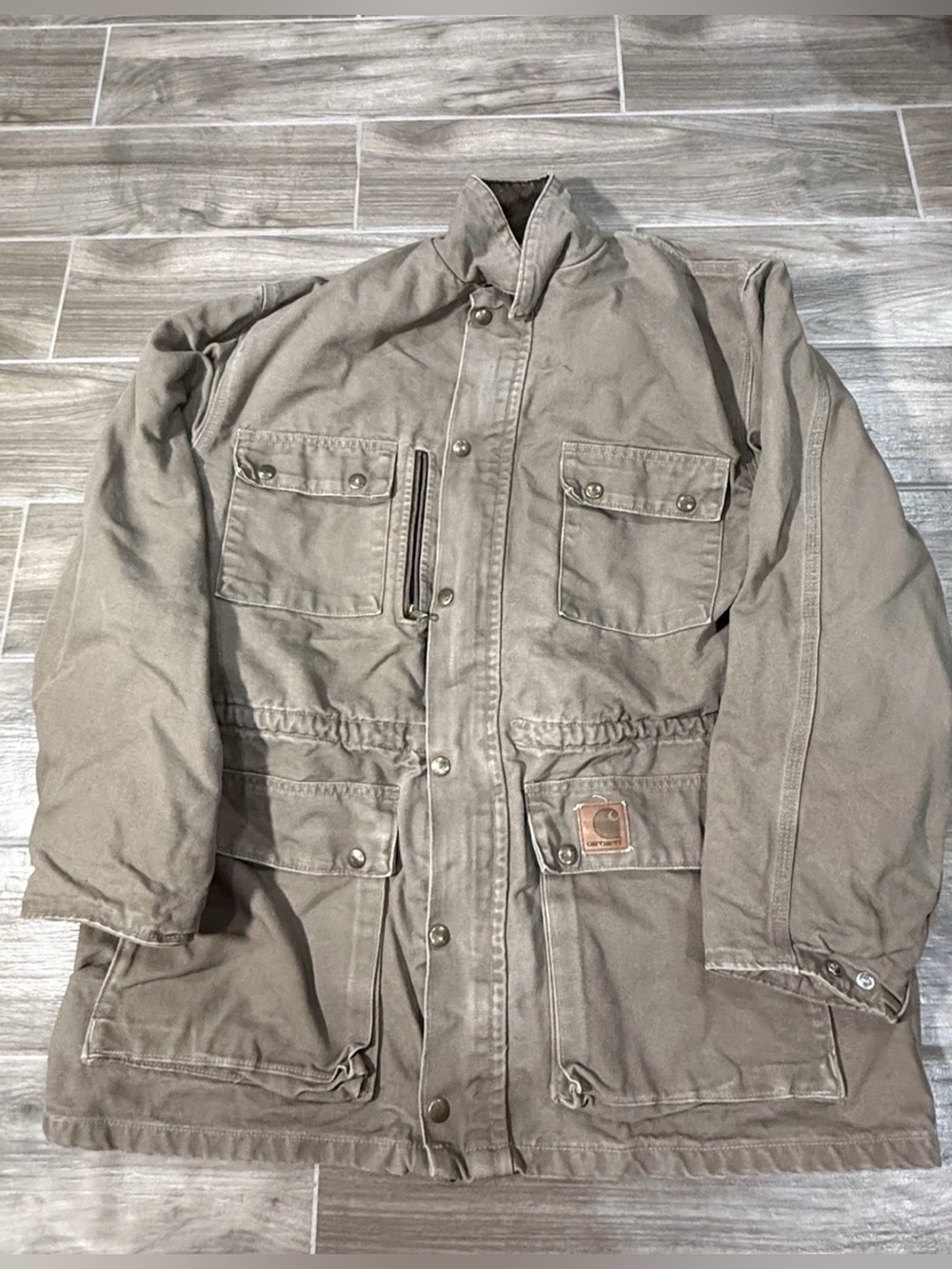Vintage Carhartt Mens Moss Green‎ Chore Coat Blanket Lined Jacket XL